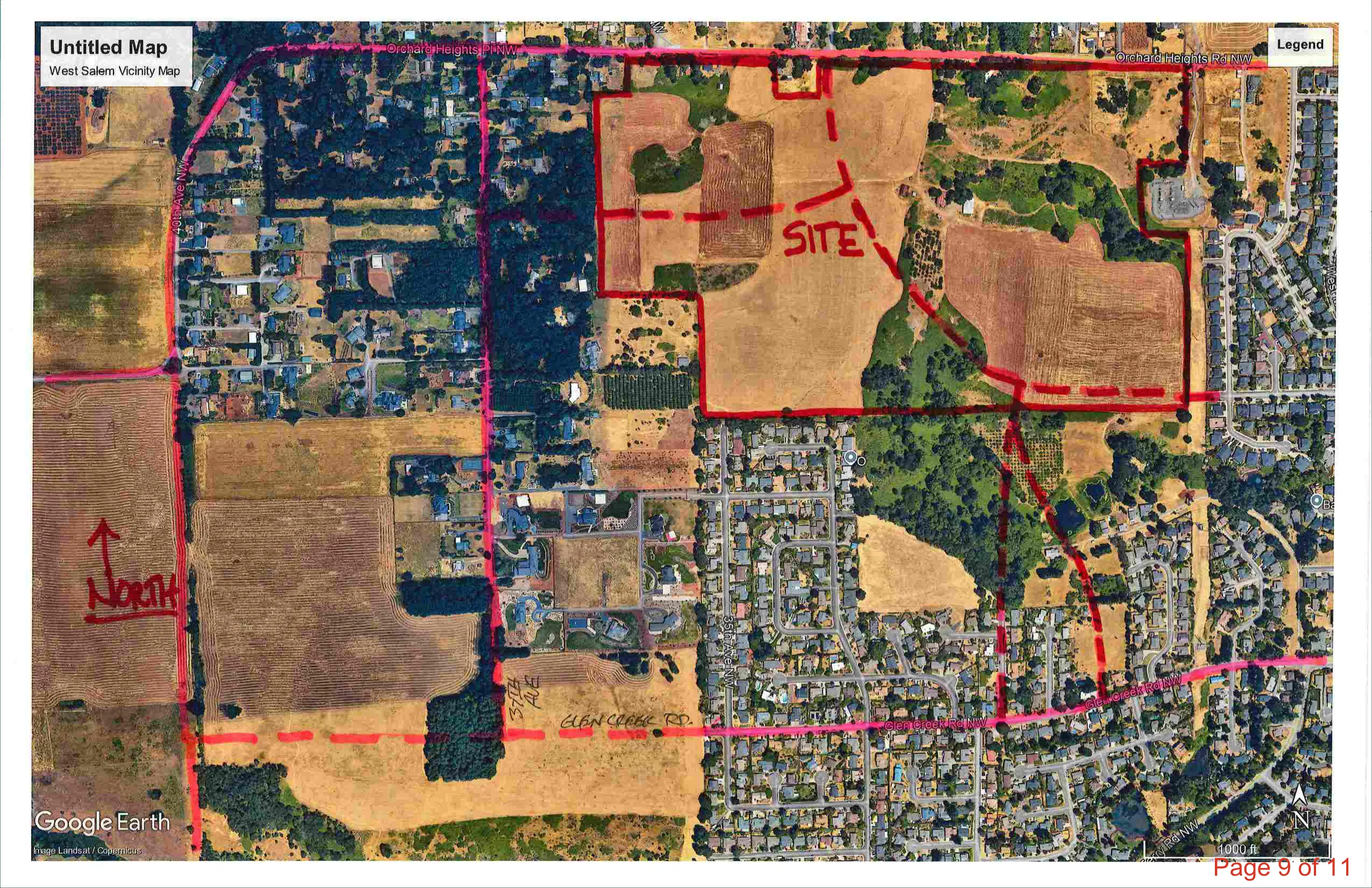 Aerial satellite image with site outline, road labels and surrounding development context. Page 9 of 11.