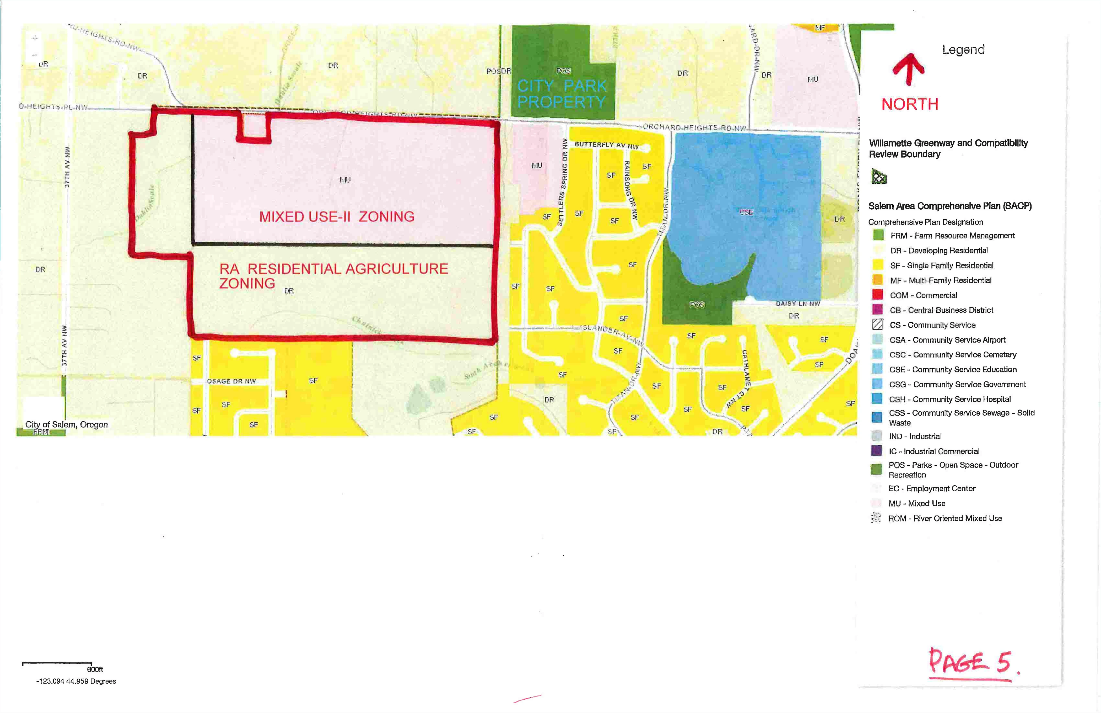 Developer-provided zoning exhibit showing MU-II across the north and Residential Agriculture across the south, with legend visible. Not an approval.